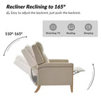 Rosa Upholstered Push Back Recliner Set of 2-BEIGE