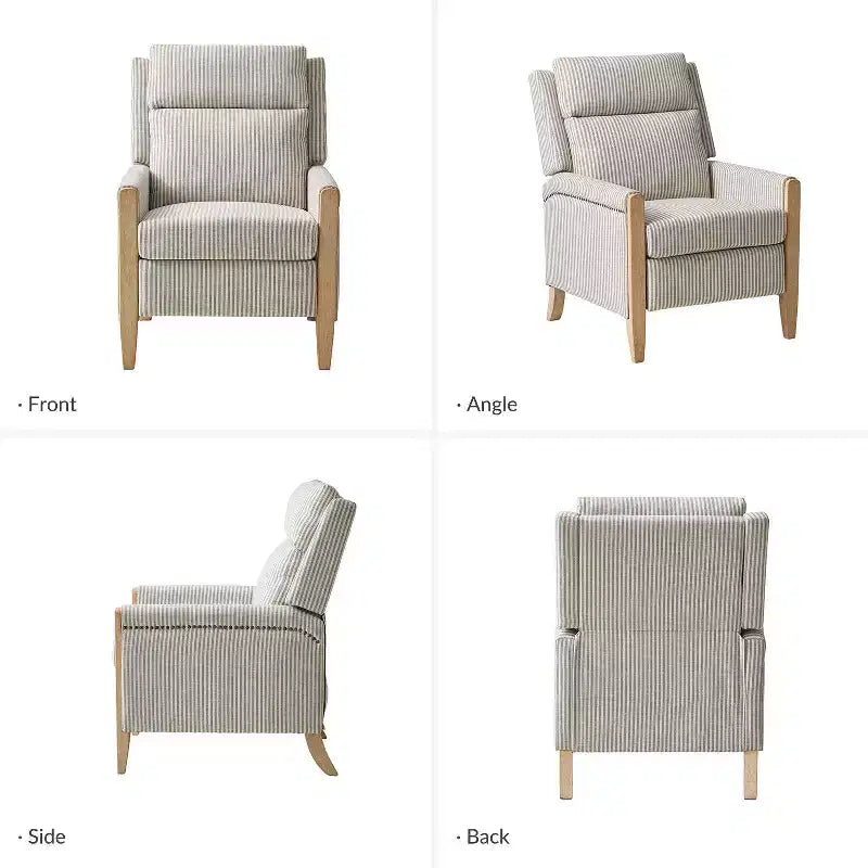Rosa Upholstered Push Back Recliner Set of 2-BEIGE