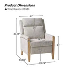 Rosa Upholstered Push Back Recliner Set of 2-BEIGE