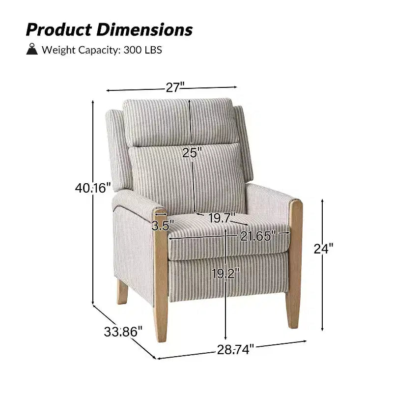 Rosa Upholstered Push Back Recliner Set of 2-BEIGE