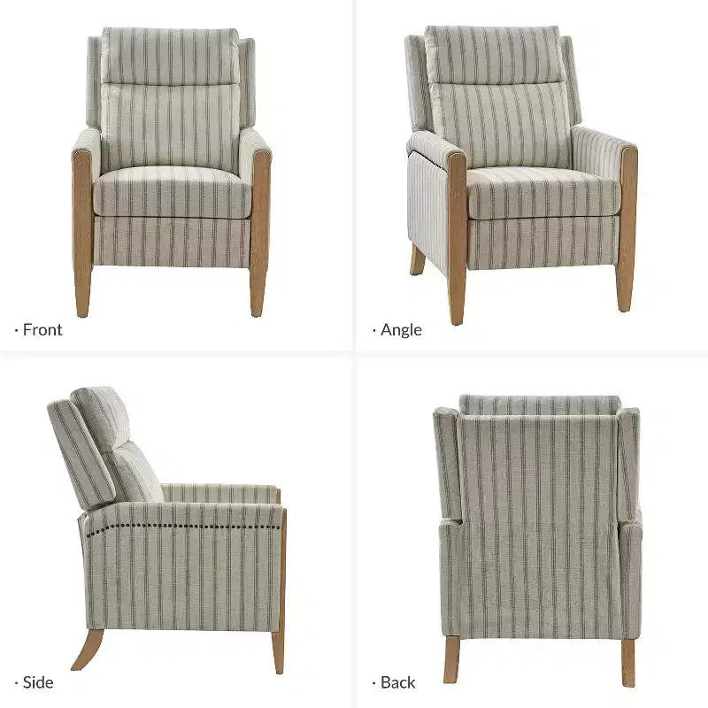 Rosa Upholstered Push Back Recliner Set of 2-BEIGE