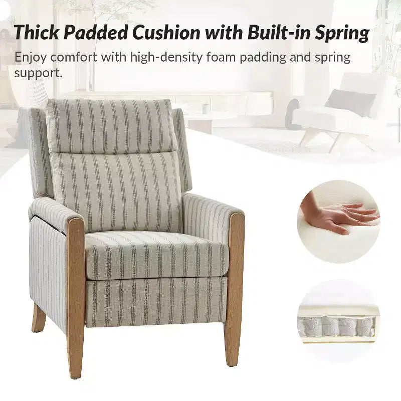 Rosa Upholstered Push Back Recliner Set of 2-BEIGE