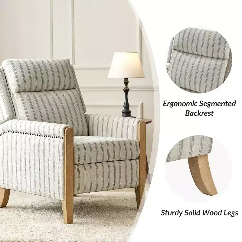 Rosa Upholstered Push Back Recliner Set of 2-BEIGE