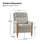 Rosa Upholstered Push Back Recliner Set of 2-BEIGE