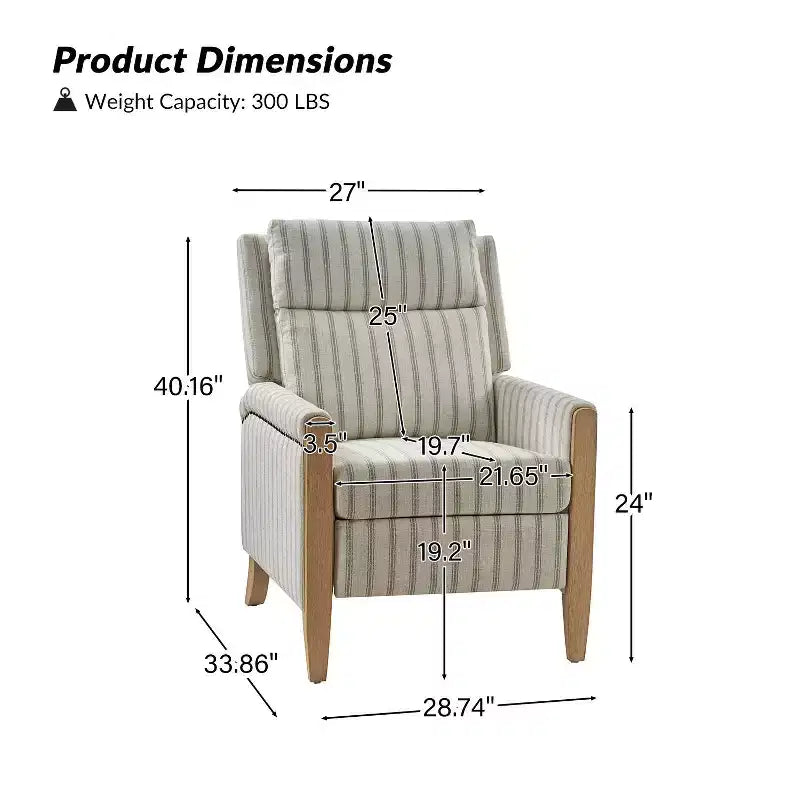 Rosa Upholstered Push Back Recliner Set of 2-BEIGE