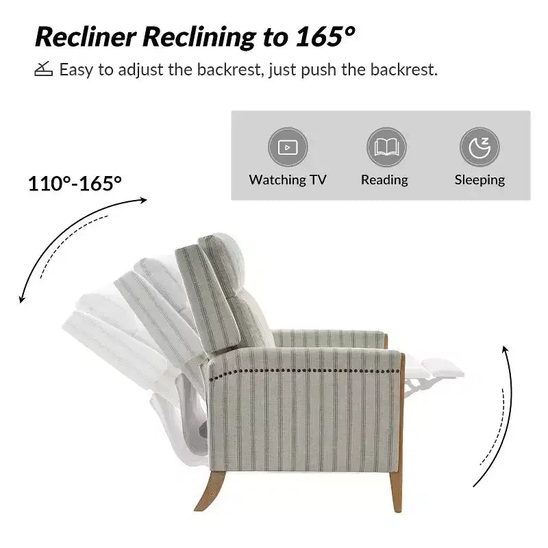 Rosa Upholstered Push Back Recliner Set of 2-BEIGE