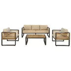 Polibi 4-Piece Outdoor Patio Conversation Set with Removable Cushions