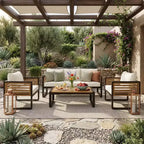 Polibi 4-Piece Outdoor Patio Conversation Set with Removable Cushions