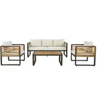Polibi 4-Piece Outdoor Patio Conversation Set with Removable Cushions