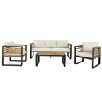 Polibi 4-Piece Outdoor Patio Conversation Set with Removable Cushions