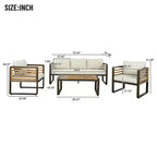 Polibi 4-Piece Outdoor Patio Conversation Set with Removable Cushions