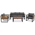 Polibi 4-Piece Outdoor Patio Conversation Set with Removable Cushions
