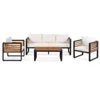 Polibi 4-Piece Outdoor Patio Conversation Set with Removable Cushions