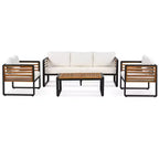 Polibi 4-Piece Outdoor Patio Conversation Set with Removable Cushions