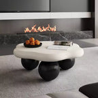 35 Cloud Coffee Table with Ball Legs, Modern Irregular Center Table for Living Room, Black