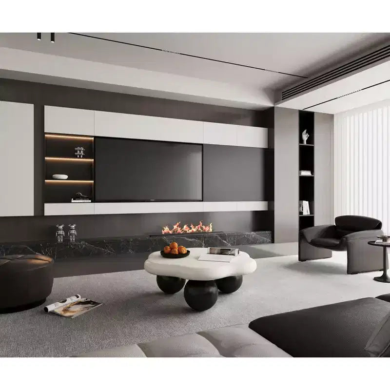 35 Cloud Coffee Table with Ball Legs, Modern Irregular Center Table for Living Room, Black