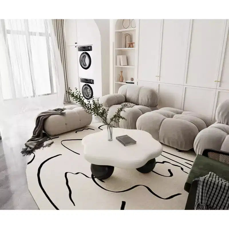 35 Cloud Coffee Table with Ball Legs, Modern Irregular Center Table for Living Room, Black
