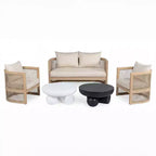 Christopher Knight Home Wulan Ensemble de conversation 5 pièces en bois d'acacia avec table en béton