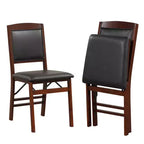 Costway 2/4 Pack Folding Dining Chairs Foldable Chairs with PVC Padded Seat & High Backrest Walnut/Black/Brown