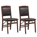 Costway 2/4 Pack Folding Dining Chairs Foldable Chairs with PVC Padded Seat & High Backrest Walnut/Black/Brown