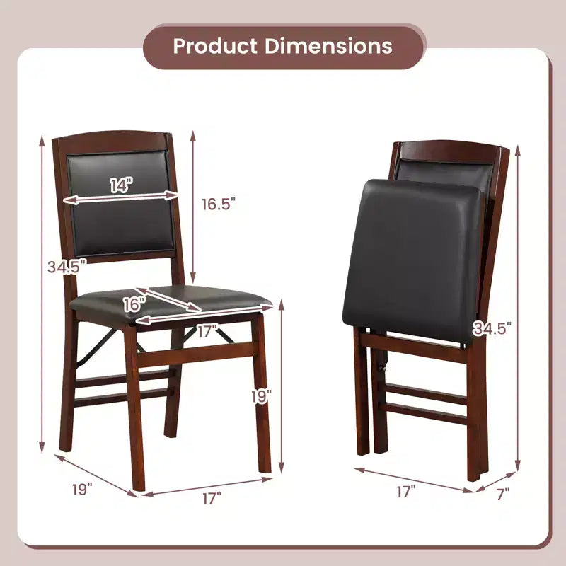 Costway 2/4 Pack Folding Dining Chairs Foldable Chairs with PVC Padded Seat & High Backrest Walnut/Black/Brown