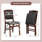Costway 2/4 Pack Folding Dining Chairs Foldable Chairs with PVC Padded Seat & High Backrest Walnut/Black/Brown
