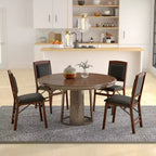 Costway 2/4 Pack Folding Dining Chairs Foldable Chairs with PVC Padded Seat & High Backrest Walnut/Black/Brown