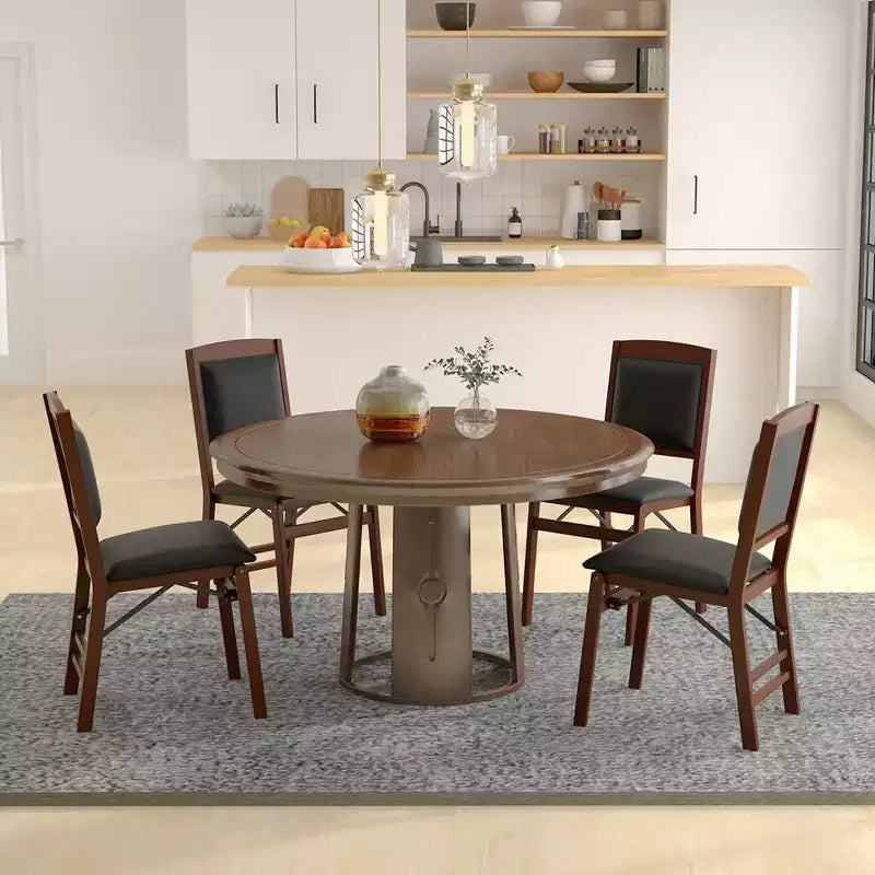 Costway 2/4 Pack Folding Dining Chairs Foldable Chairs with PVC Padded Seat & High Backrest Walnut/Black/Brown