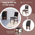 Costway 2/4 Pack Folding Dining Chairs Foldable Chairs with PVC Padded Seat & High Backrest Walnut/Black/Brown