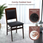 Costway 2/4 Pack Folding Dining Chairs Foldable Chairs with PVC Padded Seat & High Backrest Walnut/Black/Brown