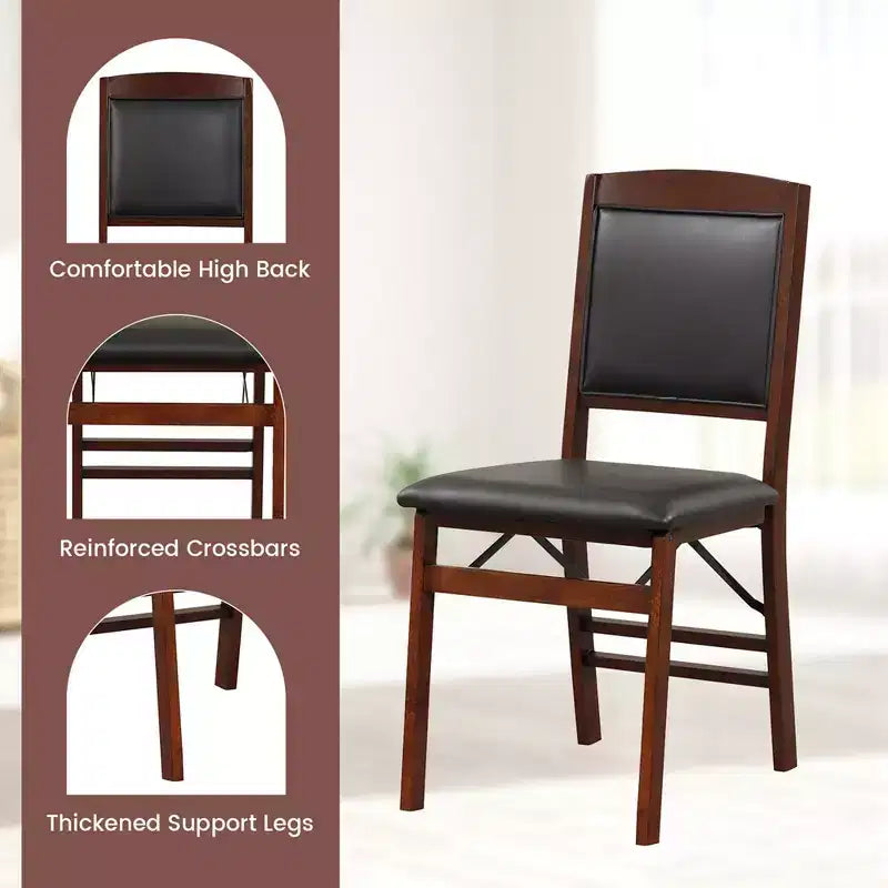 Costway 2/4 Pack Folding Dining Chairs Foldable Chairs with PVC Padded Seat & High Backrest Walnut/Black/Brown