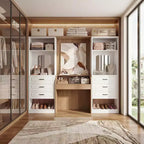 Besiost Système de Rangement de Placard avec 3 Tiroirs de Rangement, Organiseur de Garde-Robe Robuste avec Miroir,