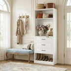 Besiost Système de Rangement de Placard avec 3 Tiroirs de Rangement, Organiseur de Garde-Robe Robuste avec Miroir,