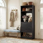 Besiost Système de Rangement de Placard avec 3 Tiroirs de Rangement, Organiseur de Garde-Robe Robuste avec Miroir,