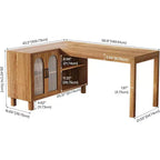 Bureau d'angle en L Lantine 59 avec classeur, bureau de direction à domicile avec étagères de rangement, bureau d'ordinateur moderne en bois pour le travail et les études (marron rustique)