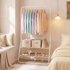 Costway Heavy Duty Clothes Rack Metal Garment Rack with Hanging Rod and Storage Shelves White/Black