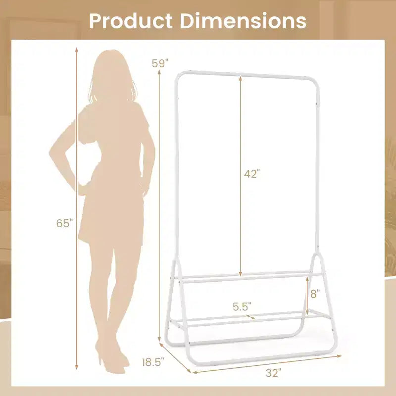 Costway Heavy Duty Clothes Rack Metal Garment Rack with Hanging Rod and Storage Shelves White/Black