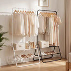 Costway Heavy Duty Clothes Rack Metal Garment Rack with Hanging Rod and Storage Shelves White/Black