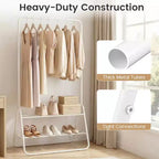 Costway Heavy Duty Clothes Rack Metal Garment Rack with Hanging Rod and Storage Shelves White/Black