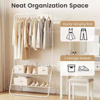 Costway Heavy Duty Clothes Rack Metal Garment Rack with Hanging Rod and Storage Shelves White/Black