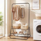 Costway Heavy Duty Clothes Rack Metal Garment Rack with Hanging Rod and Storage Shelves White/Black