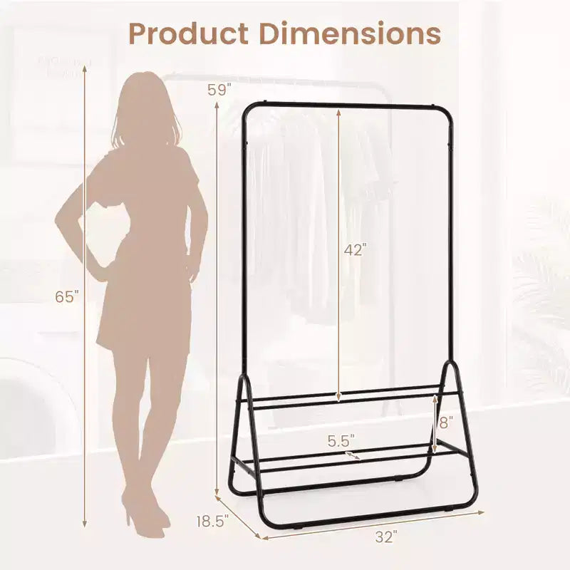 Costway Heavy Duty Clothes Rack Metal Garment Rack with Hanging Rod and Storage Shelves White/Black