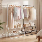 Costway Heavy Duty Clothes Rack Metal Garment Rack with Hanging Rod and Storage Shelves White/Black