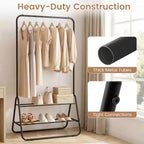Costway Heavy Duty Clothes Rack Metal Garment Rack with Hanging Rod and Storage Shelves White/Black