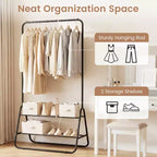 Costway Heavy Duty Clothes Rack Metal Garment Rack with Hanging Rod and Storage Shelves White/Black