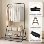 Costway Heavy Duty Clothes Rack Metal Garment Rack with Hanging Rod and Storage Shelves White/Black
