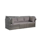 4pcs Outdoor Sectional Sofa Set Patio Daybed Chat Conversation Set Wicker Garden Seating Set with Retractable Canopy, Coffee Table, Cushion-ModernLuxe
