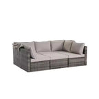 4pcs Outdoor Sectional Sofa Set Patio Daybed Chat Conversation Set Wicker Garden Seating Set with Retractable Canopy, Coffee Table, Cushion-ModernLuxe