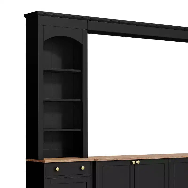 ModernLuxe Farmhouse Arched Entertainment Center Wall Unit, Fits TVs Up to 70, Large TV Stand Media Console with Drawers & Bookshelves