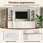 ModernLuxe Farmhouse Arched Entertainment Center Wall Unit, Fits TVs Up to 70, Large TV Stand Media Console with Drawers & Bookshelves
